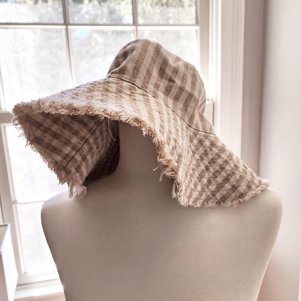 Striped Fringe Floppy Bucket Hat